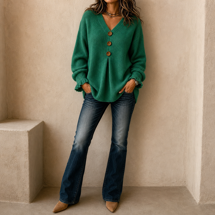 Emily | Elegant and Comfortable Women's Knit Sweater with V-Neck