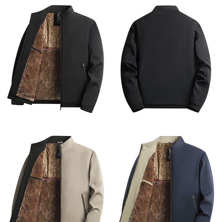 Men's Warm Zip-Up Jacket with High Collar