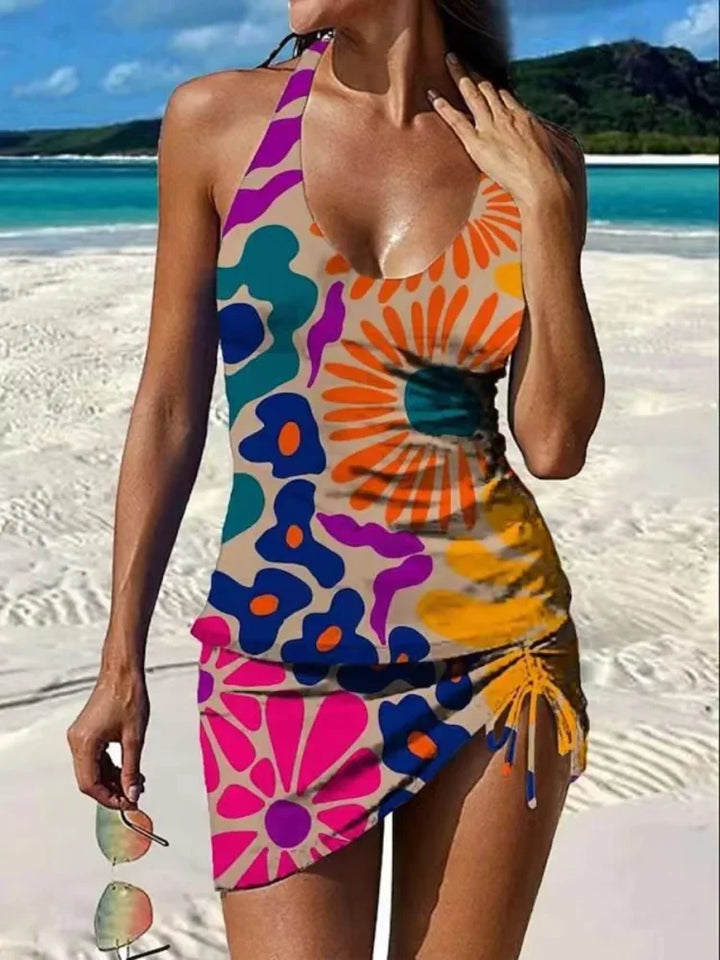 Fiesta – Graphic Floral Bikini with Shorts, Tummy Control Effect