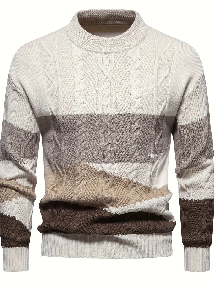 Simon Textured Colour-Block Sweater, view 4 - Elena Harper