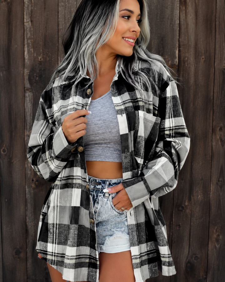Moreau™ | Relaxed Checked Long Blouse