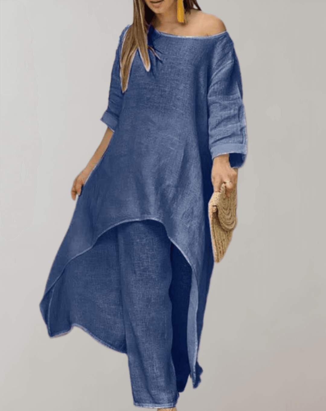 Women's 2-Piece Asymmetric Tunic Dress and Pants Set