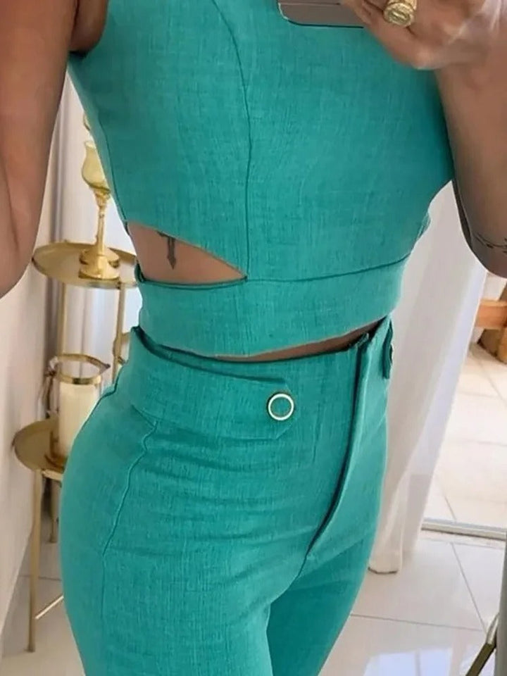 Alwinea Crop Top and Wide Leg Pants, view 5 - Elena Harper