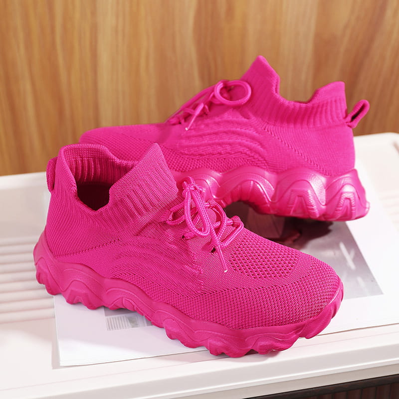 Hasmie Breathable Knit Sneakers with Lacing - Elena Harper