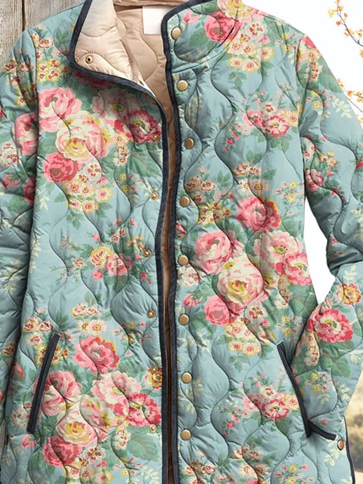 Women's Jacket with Beautiful Floral Pattern, Quilted