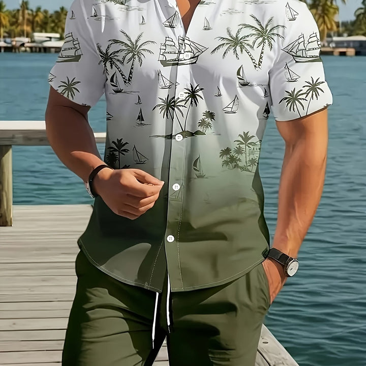 Garrett Coastal Print Shirt and Shorts Set - Elena Harper