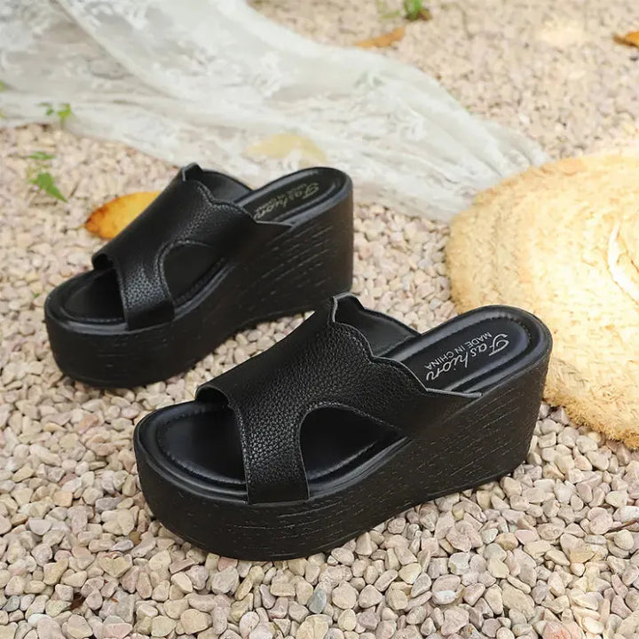 Ammelie Fashionable Wedge Sandals with Thick Platform Sole, view 2 - Elena Harper