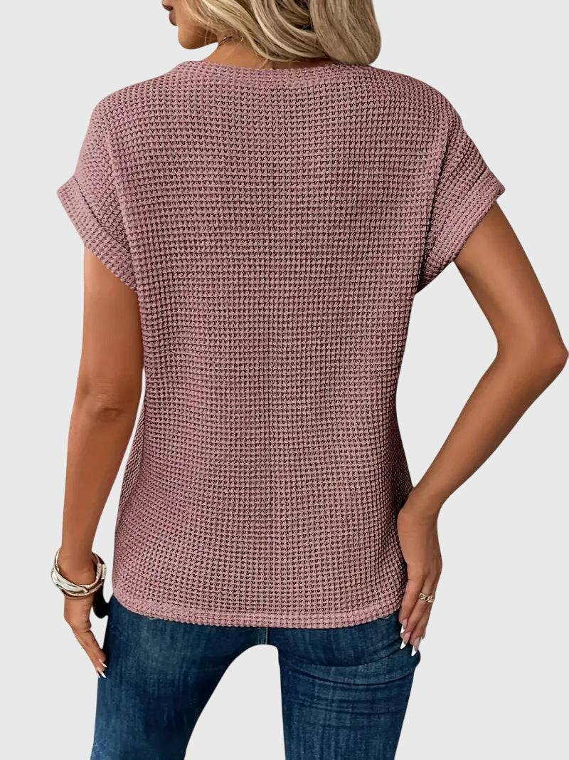 Emma & Rose Cape Town Isa™ elegant blouse with crew neck, featuring a stylish, lightweight fabric and classic design.