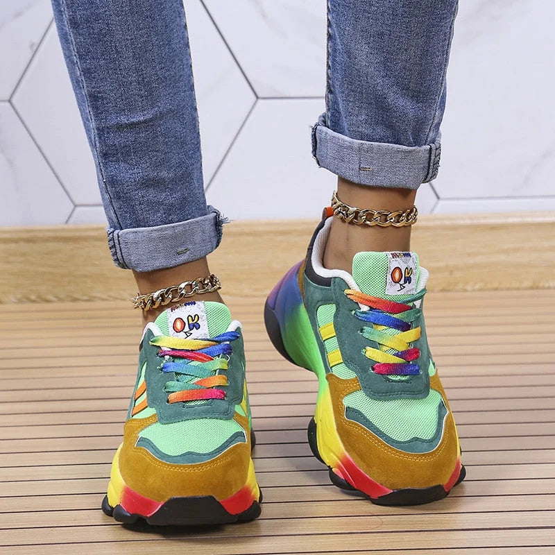 Colorful Chunky Sneakers, view 6 - Elena Harper