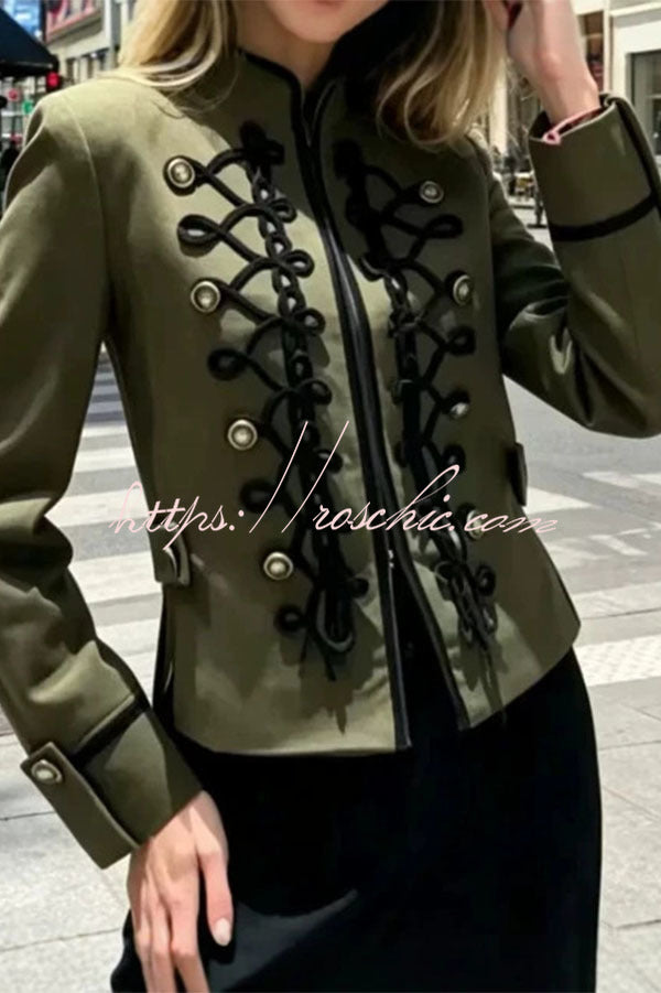 French Romantic Metal Button-down Long Sleeve Napoleon Jacket