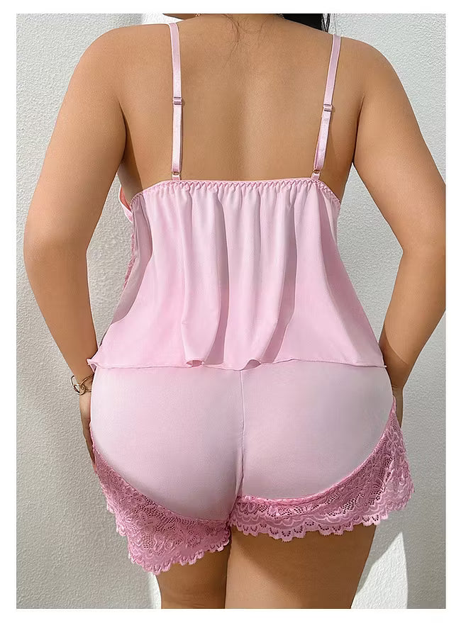Petra™ | Satin Pajama Set with Lace Top