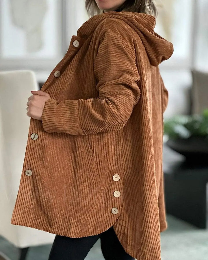 Andrea Casual Cord Jacket with Hood for Women, view 7 - Elena Harper