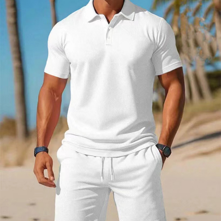 Men's Summer Set with Polo and Drawstring Shorts