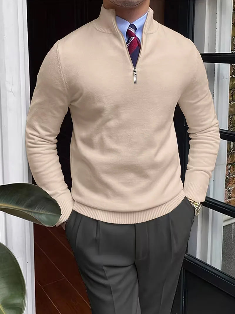 Thomas - Elegant Zip Mock Neck Sweater