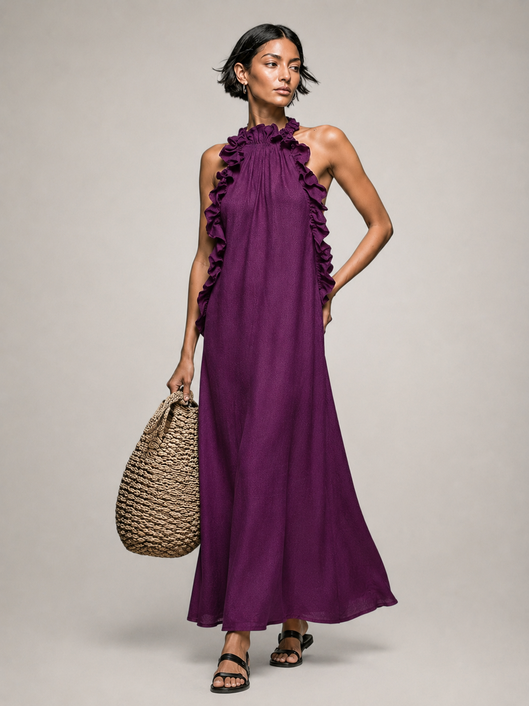 Isolde™ | Belly-Covering Maxi Dress with Ruffles