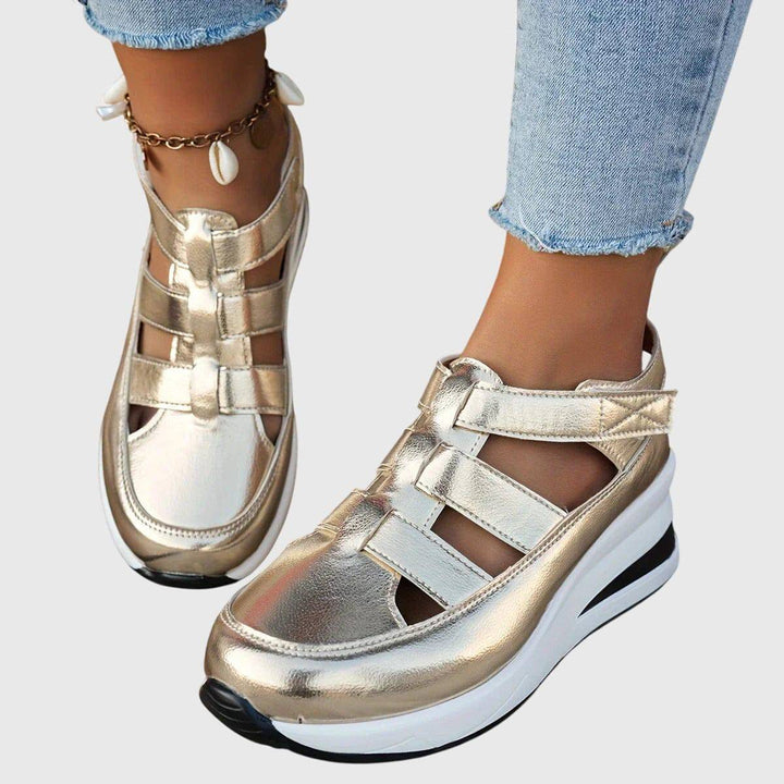 Emma & Rose Manhattan Judy™ orthopedic sandals with supportive straps and cushioned soles, designed for comfort and style.