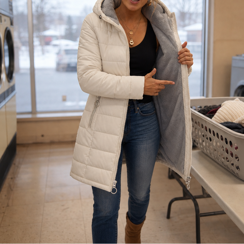 Fiona | Long Puffer Jacket with Hood and Cozy Plush Lining