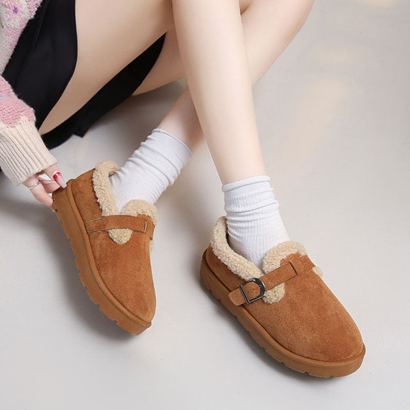 Women's Winter Clogs in Suede with Adjustable Buckle - Linnea