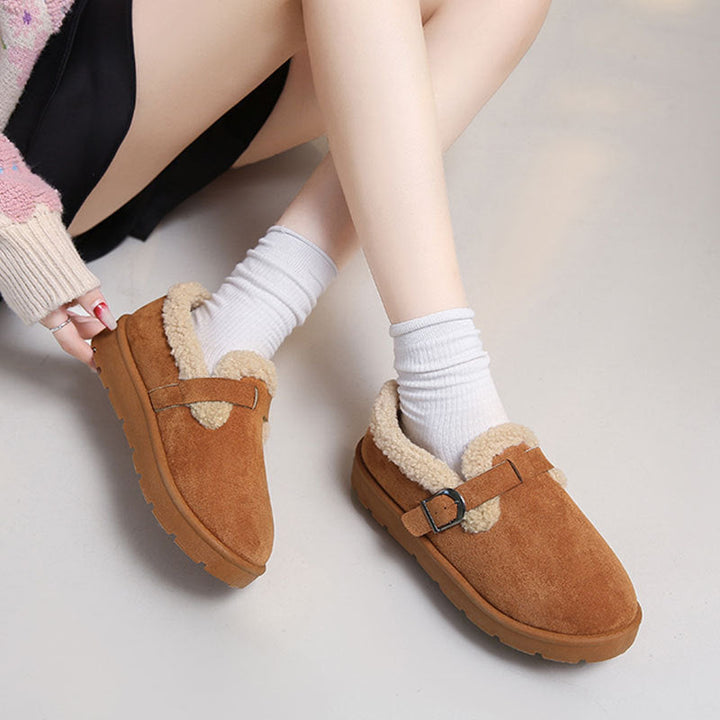 Women's Winter Clogs in Suede with Adjustable Buckle - Linnea