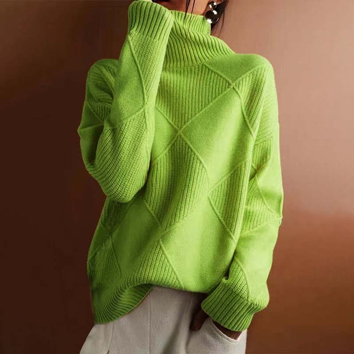 Nora | Elegant Turtleneck Sweater with Distinctive Diamond Pattern