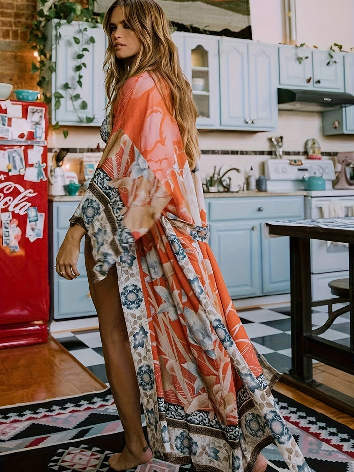 Bohemian Maxi Dress with Floral Print Nomadic Elegance, view 2 - Elena Harper