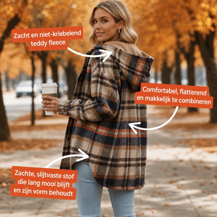 Ninon™ | Soft Flannel Jacket with Hood