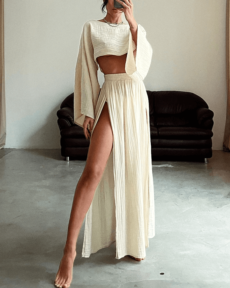 Women's Off-Shoulder Top and Maxi Skirt Set, view 6 - Elena Harper