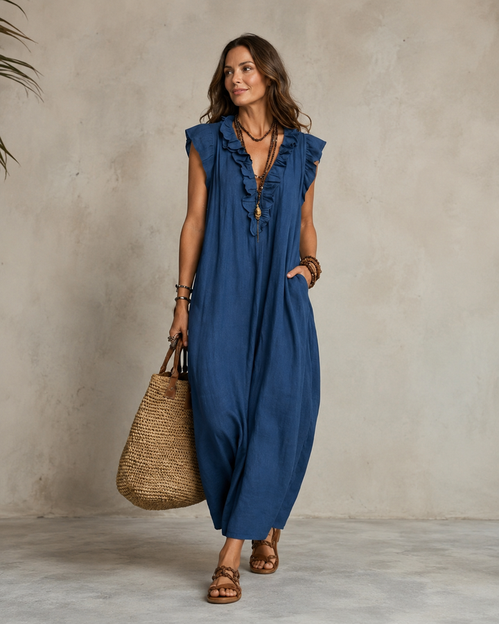 Renata™ | Elegant Belly-Hiding Dress with Ruffles