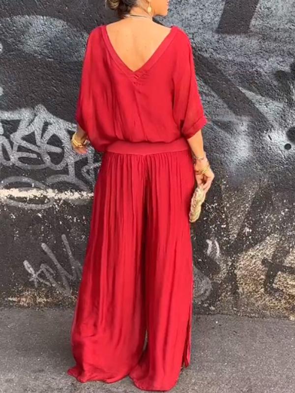ESMERALDA – ELEGANT CHIFFON WIDE-LEG PANTS TWO-PIECE SET
