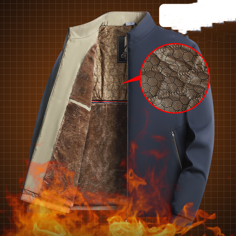 Men's Warm Zip-Up Jacket with High Collar