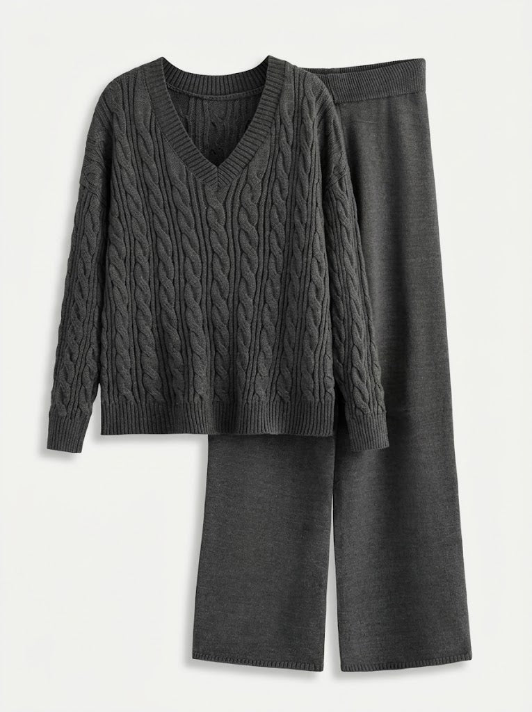 Women's Two-Piece Set, V-Neck and Long Sleeve