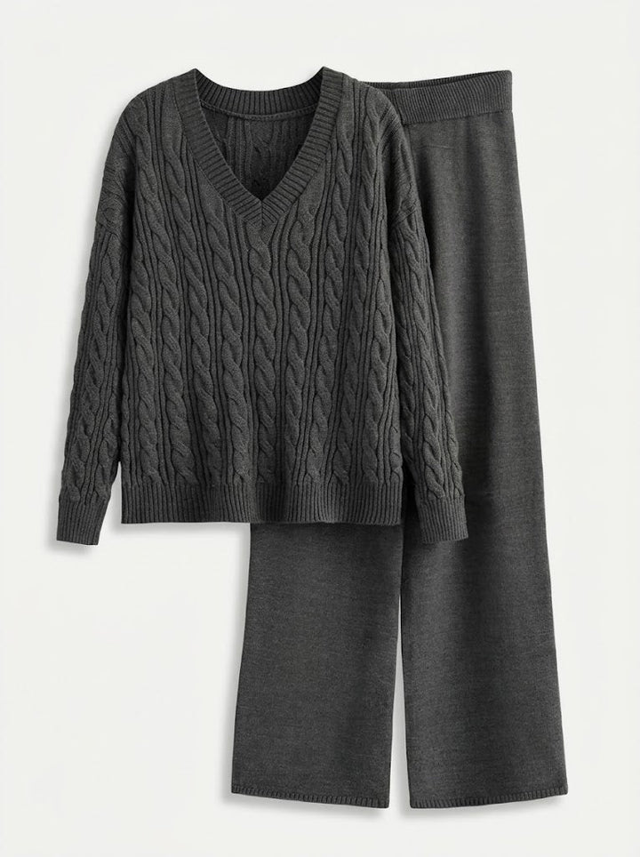Women's Two-Piece Set, V-Neck and Long Sleeve