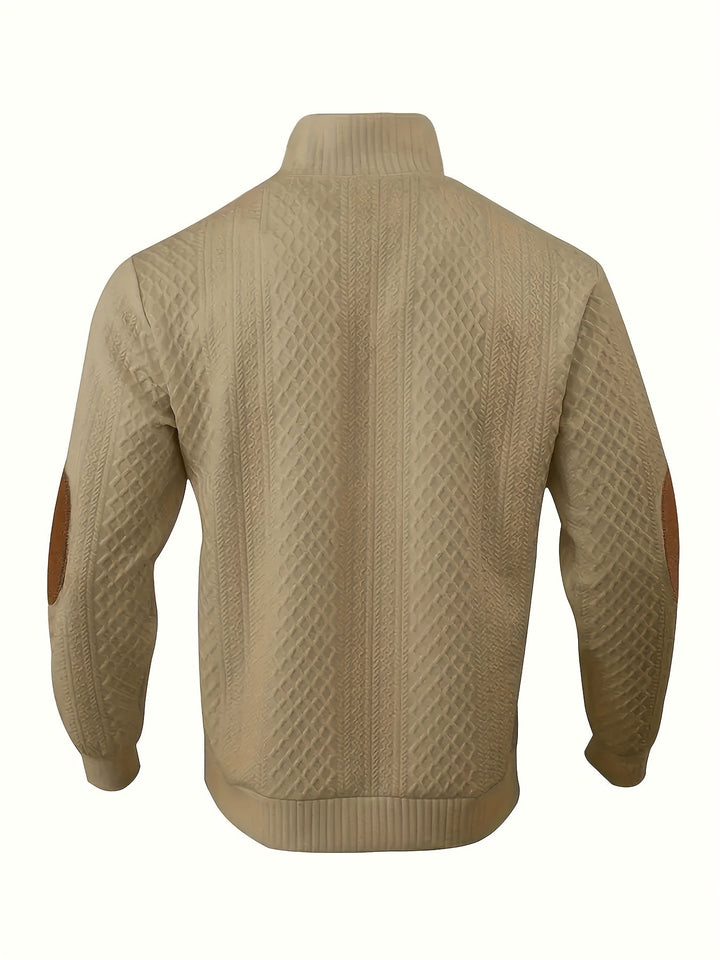 Ronan Stand Collar Button Henley Sweater, view 2 - Elena Harper
