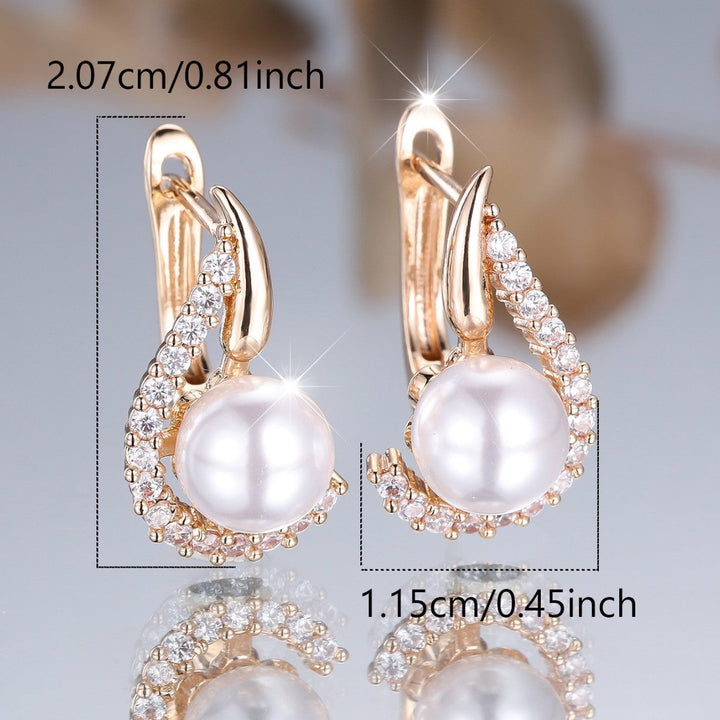 Champagne Gold Pearl Diamond Earrings, view 3 - Elena Harper
