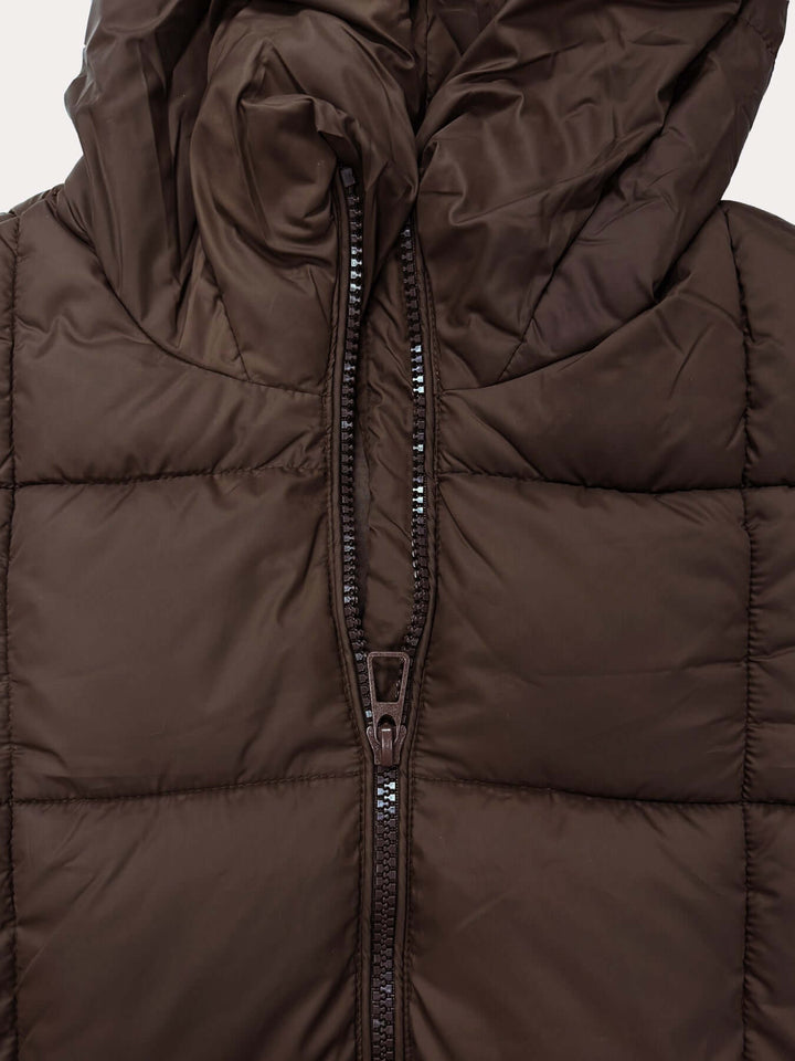 Women's Long Hooded Winter Puffer Coat, view 6 - Elena Harper