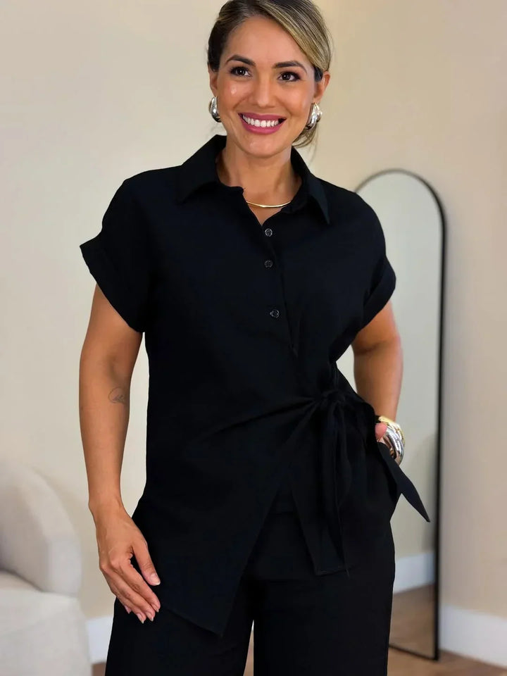 Lorie Elegant Two-Piece Set with Front Tie, view 8 - Elena Harper