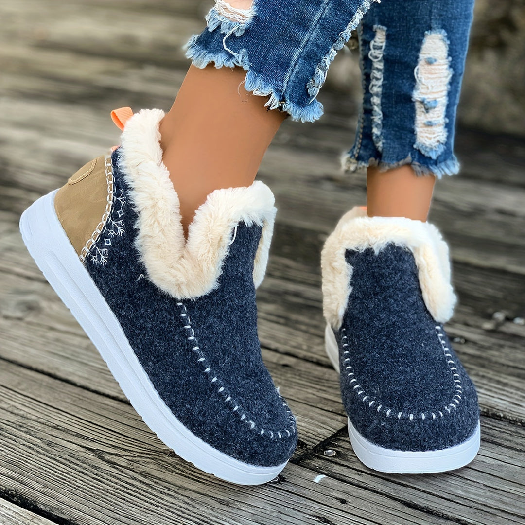 Ladies Warm Slippers – Non-Slip, Plush Lining for Home and Winter Use