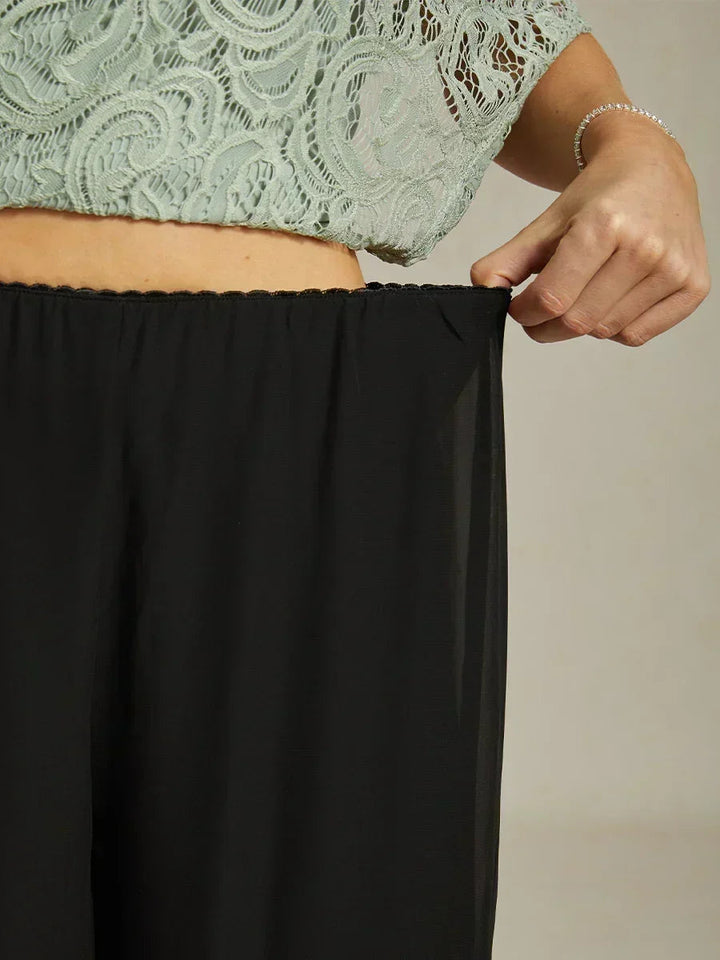 Graciana | Chiffon Trousers with Straight Leg and Slit