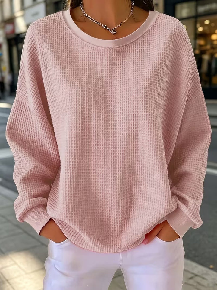 Women's Waffle Patchwork Sweatshirt - Soft and Casual