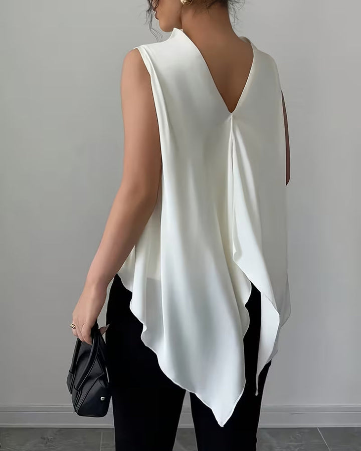Women's Fitted Tank Top – Asymmetrical V-Back Design for Casual Use
