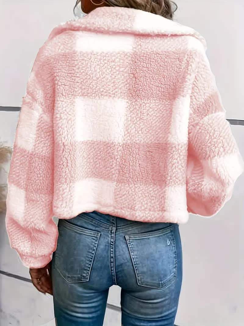 Priya - Chic Vichy Sherpa Coat