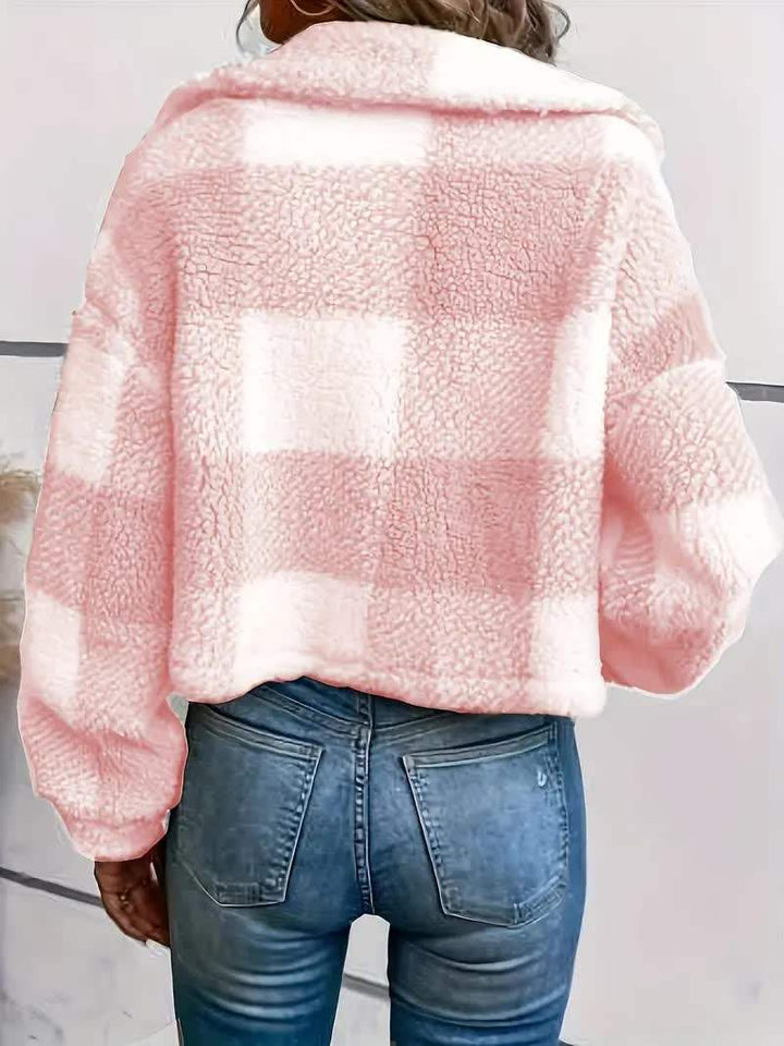Priya - Chic Vichy Sherpa Coat