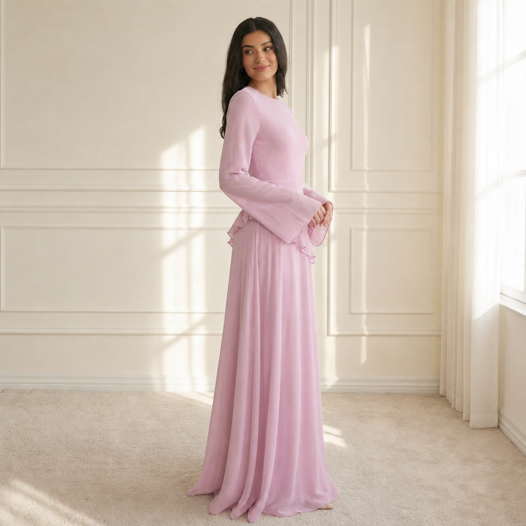 Cadaques Ruffle Flared Sleeve Maxi Dress