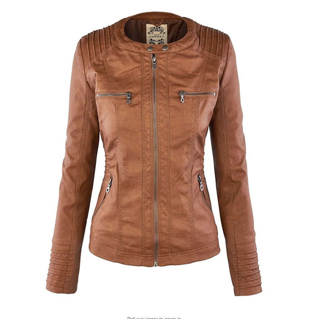 Aurélie - Chic Leather Jacket with Hood