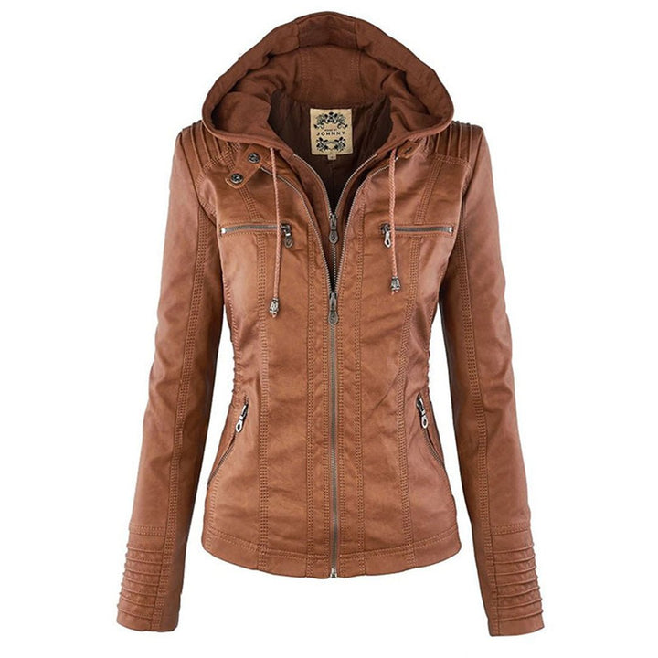 Aurélie - Chic Leather Jacket with Hood
