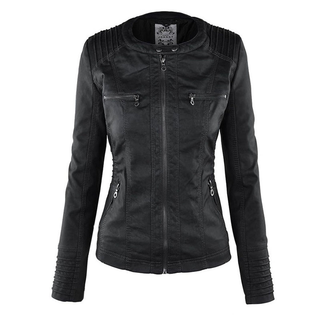 Aurélie - Chic Leather Jacket with Hood