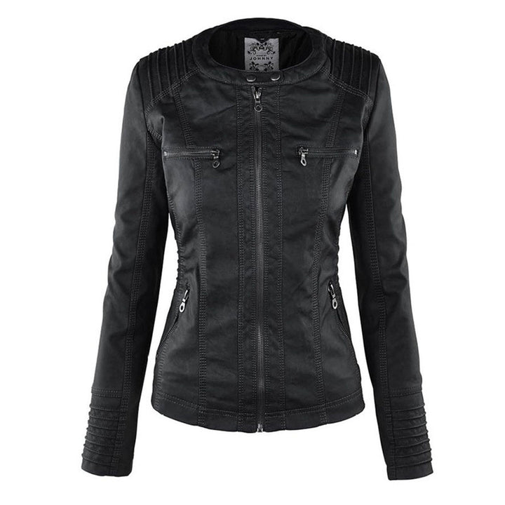 Aurélie - Chic Leather Jacket with Hood