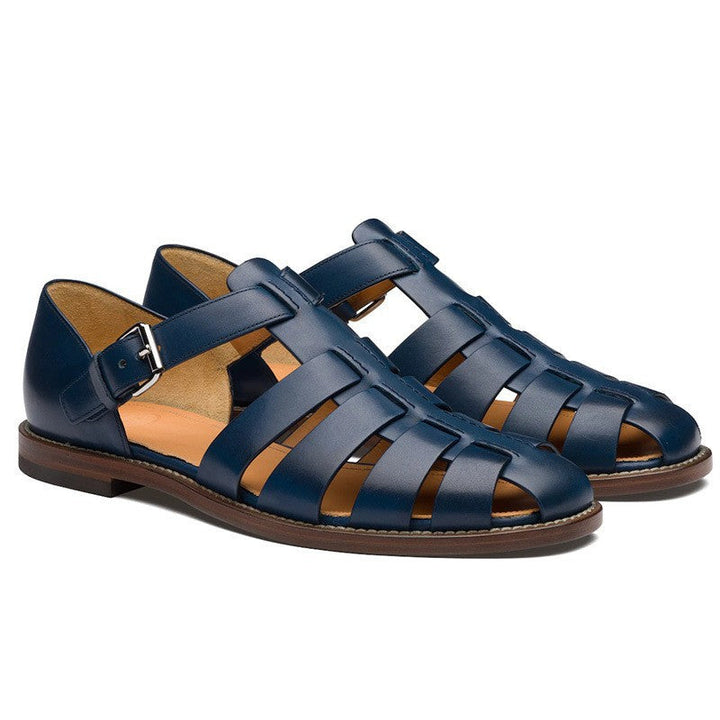 Men's Summer Sandals with Closed Toe and Adjustable Buckle