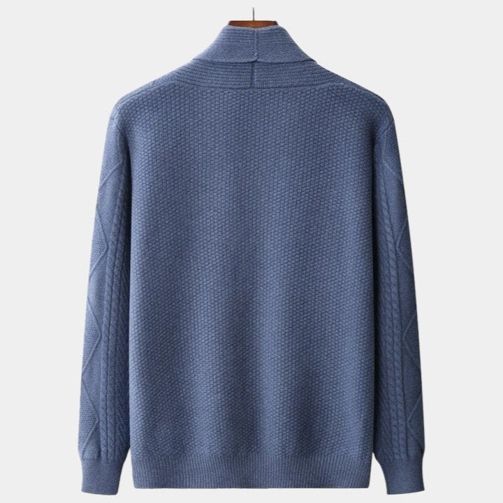Men's Cable Knit Cardigan with Shawl Collar