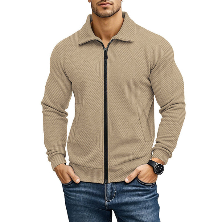 Textured Men's Cardigan with Classic Collar